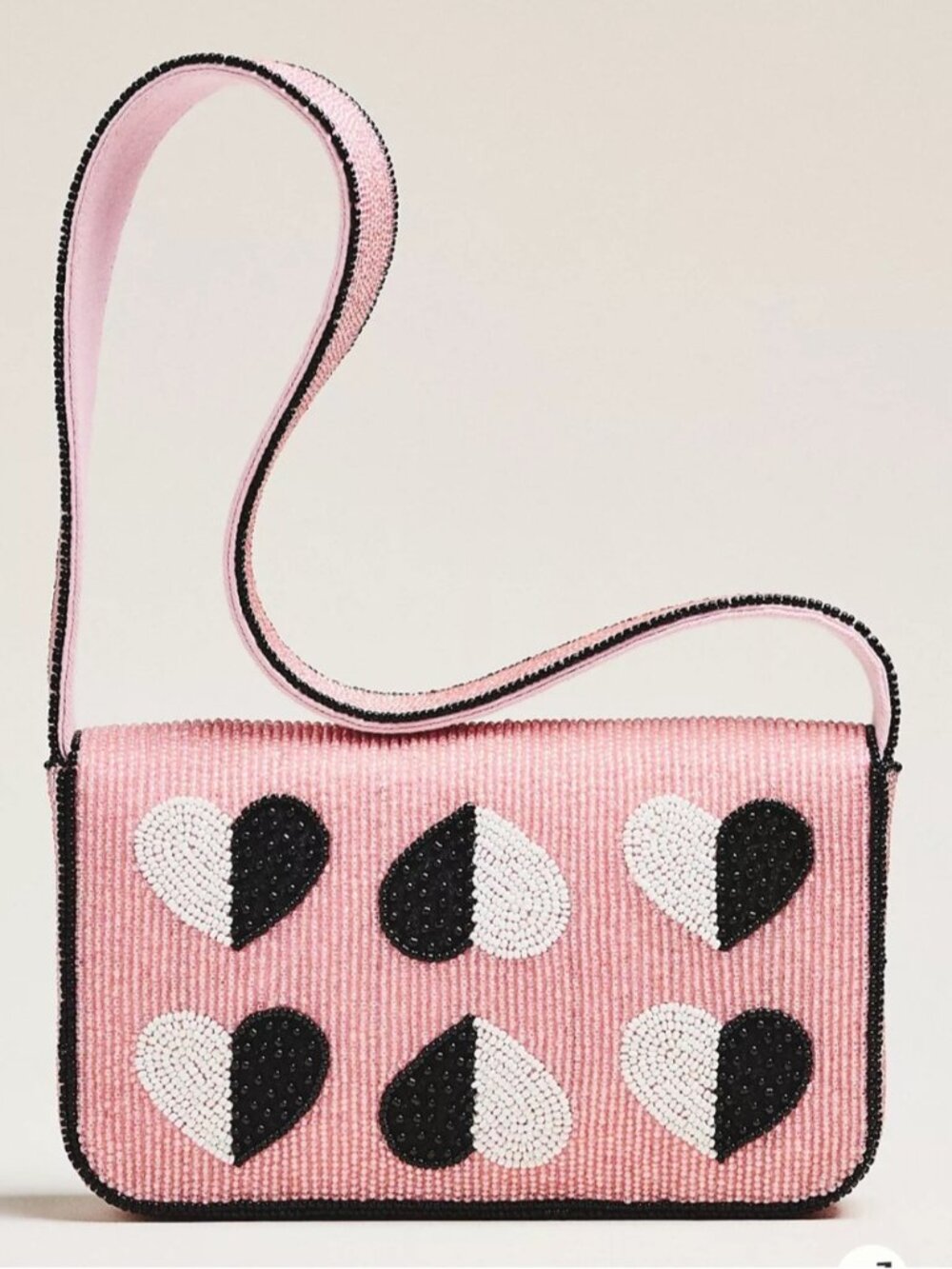 NWT Size OS - Anthropologie Fiona Heart Beaded Shoulder Bag